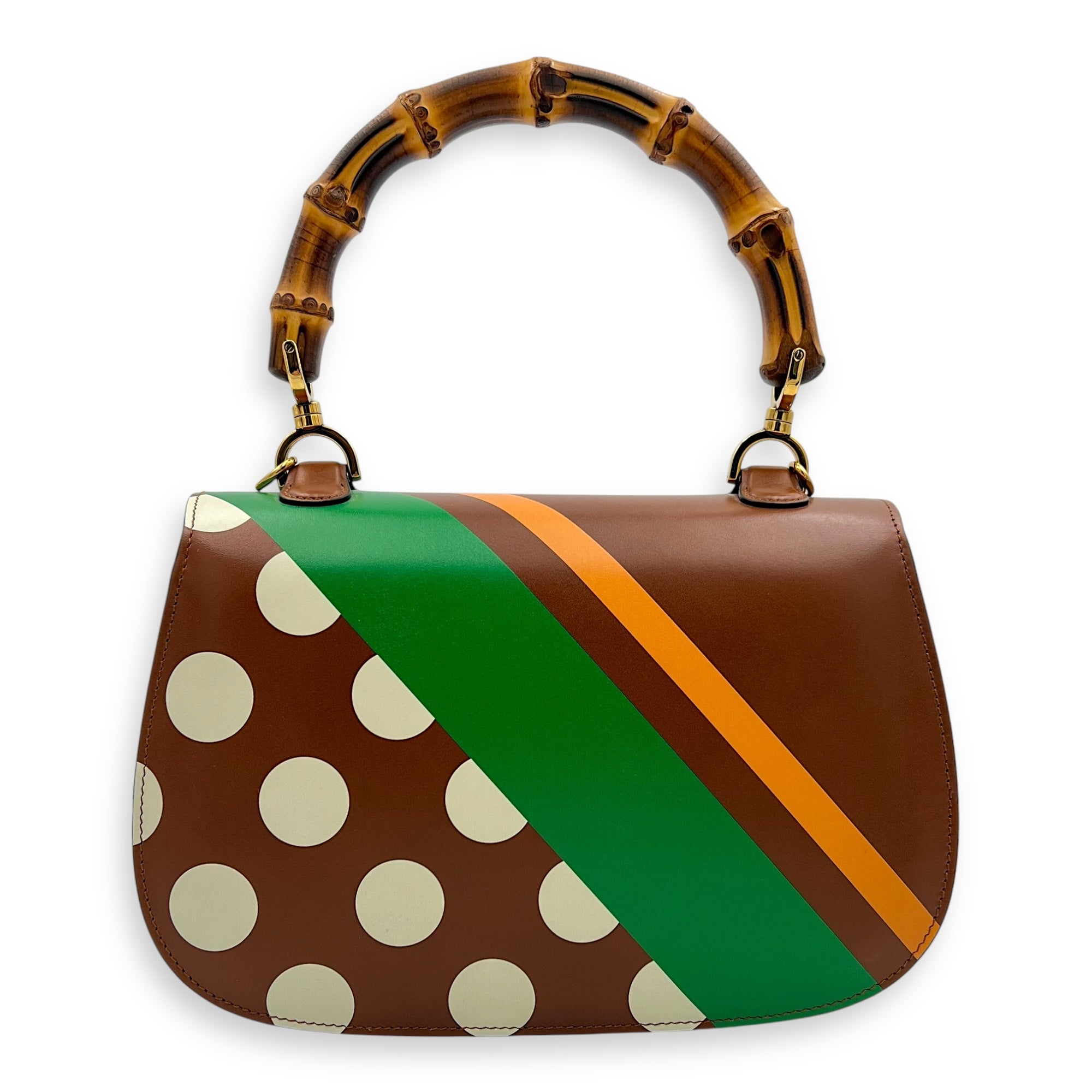 Bamboo 1947 Medium Brown Top Handle Bag in Calfskin, Gold hardware