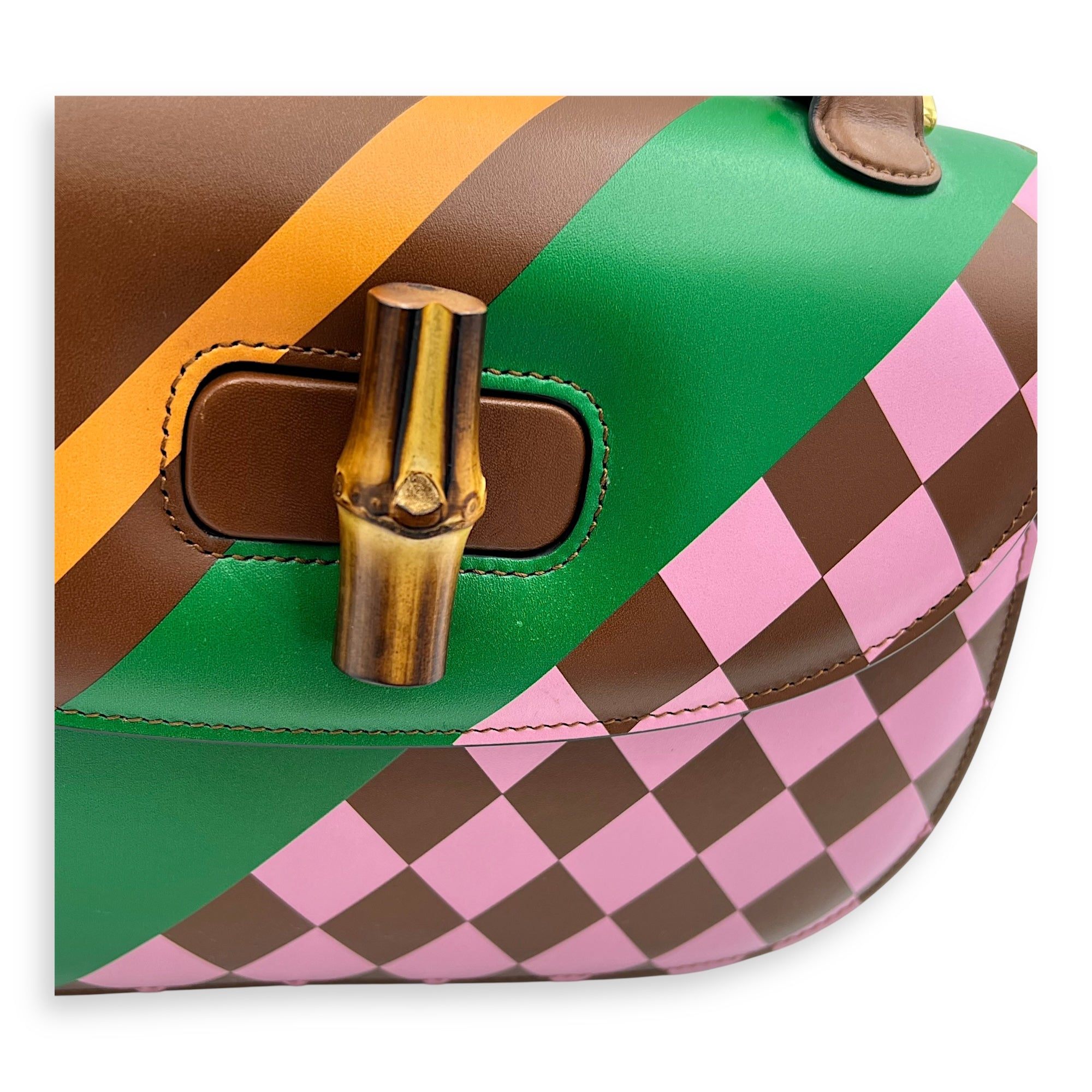 Bamboo 1947 Medium Brown Top Handle Bag in Calfskin, Gold hardware