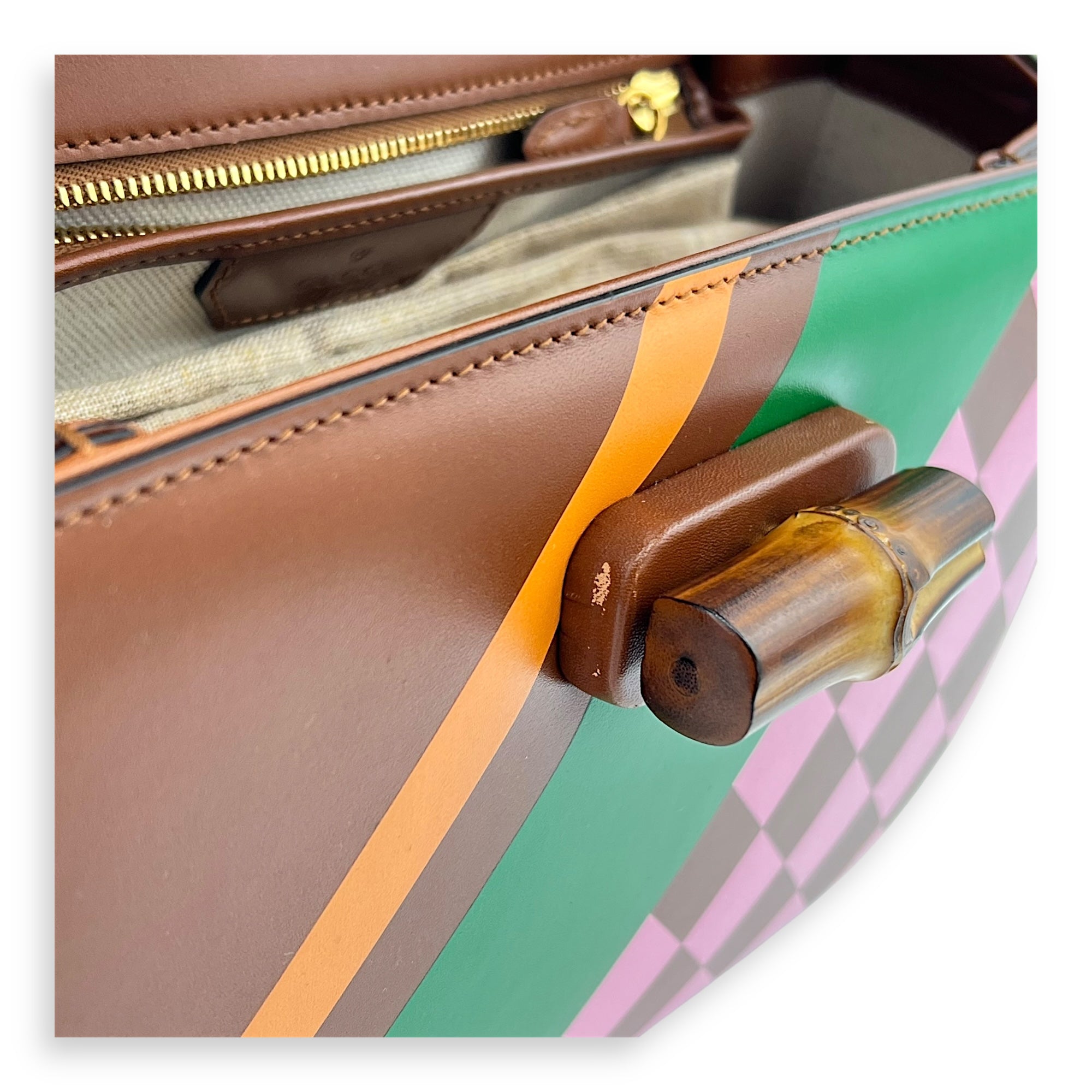 Bamboo 1947 Medium Brown Top Handle Bag in Calfskin, Gold hardware