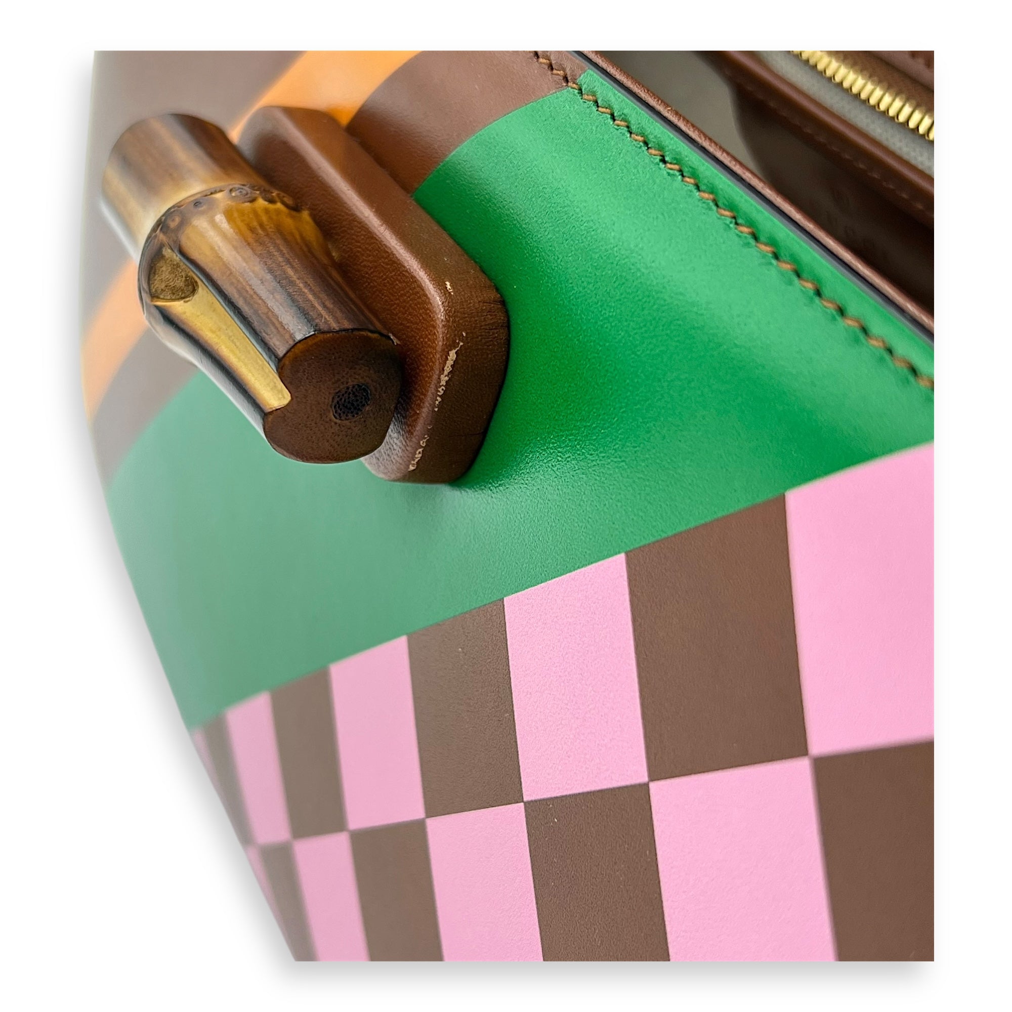Bamboo 1947 Medium Brown Top Handle Bag in Calfskin, Gold hardware