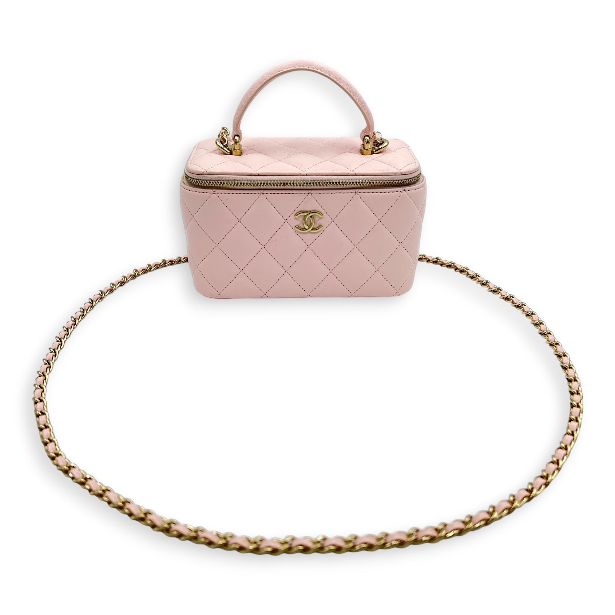 Vanity Crossbody Bag Pink in Lambskin, Gold hardware