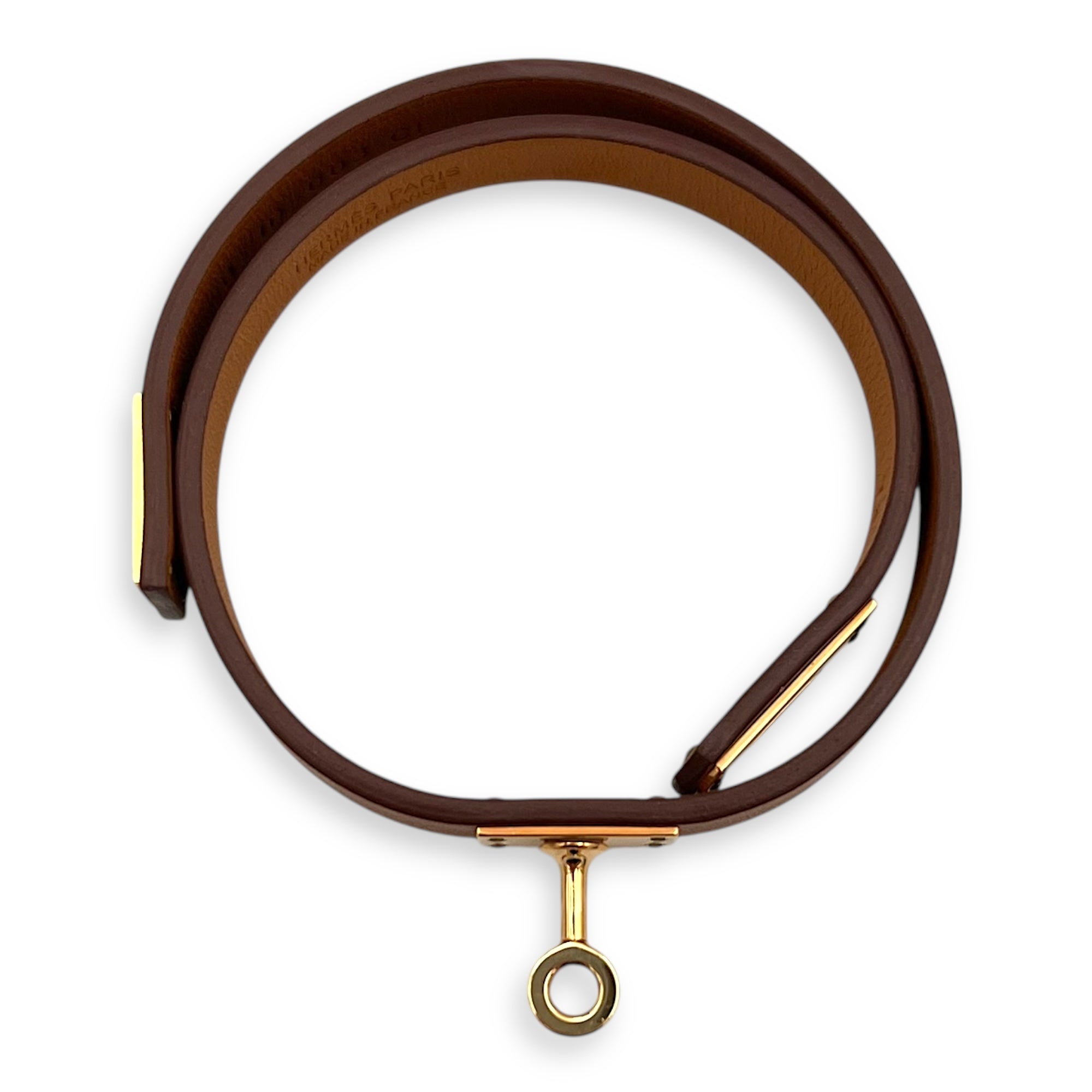 Mini Kelly T2 Brown Bracelet in Calfskin, Rose Gold hardware