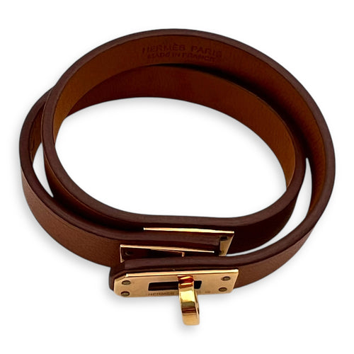 Mini Kelly T2 Brown Bracelet in Calfskin, Rose Gold hardware