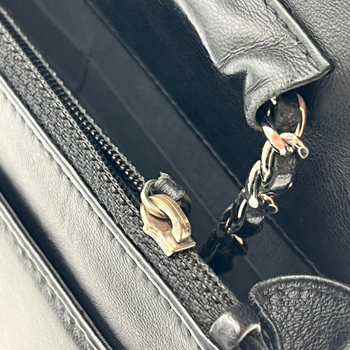 Vintage CC Wallet On Chain Black in Lambskin, Silver hardware