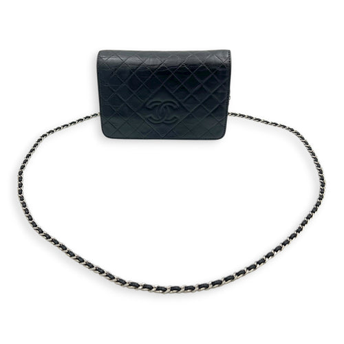 Vintage CC Wallet On Chain Black in Lambskin, Silver hardware