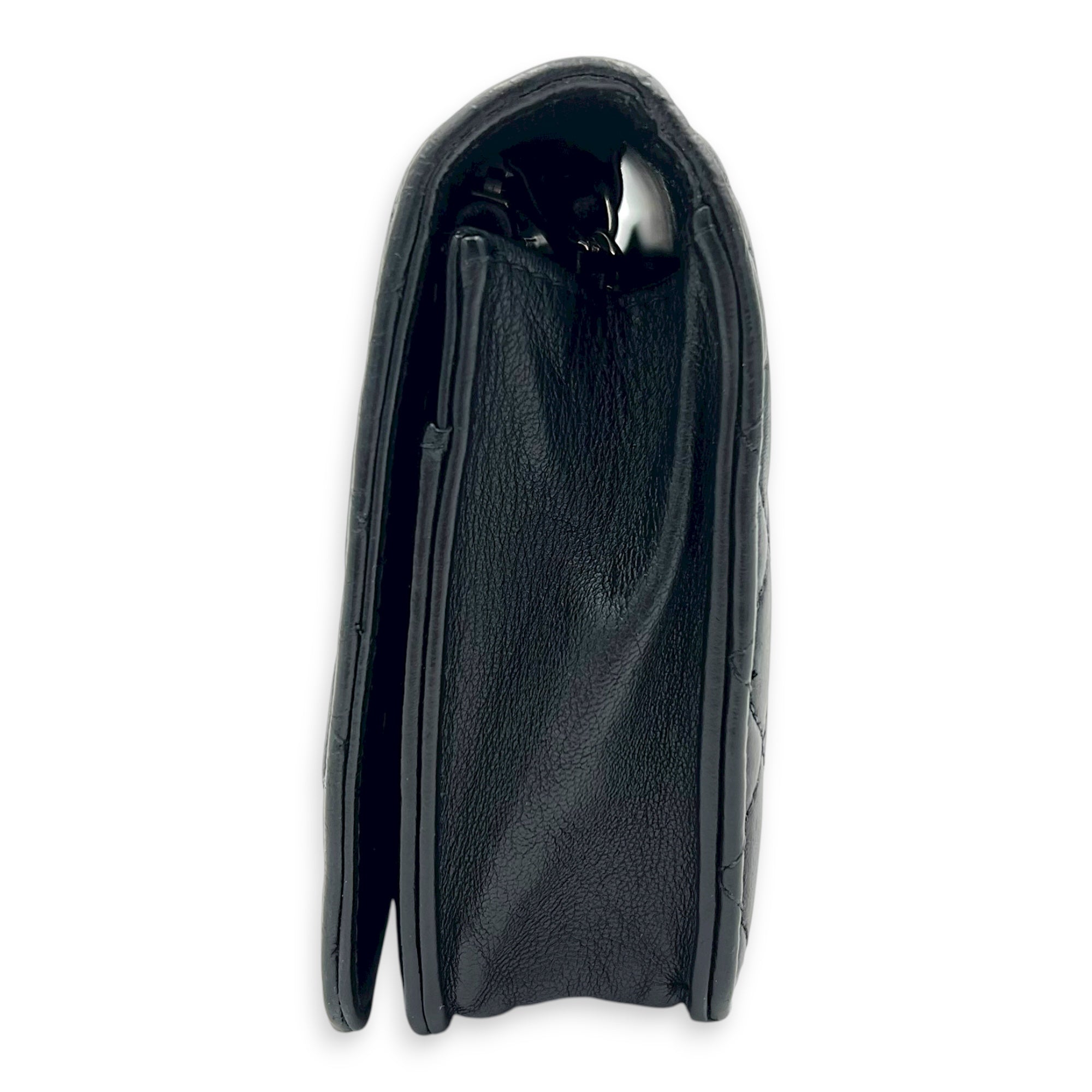 Vintage CC Wallet On Chain Black in Lambskin, Silver hardware