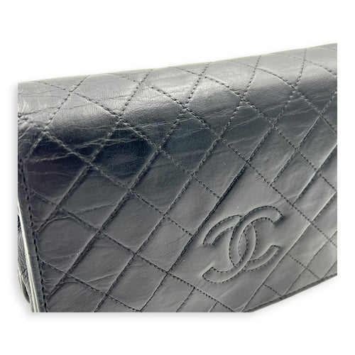 Vintage CC Wallet On Chain Black in Lambskin, Silver hardware