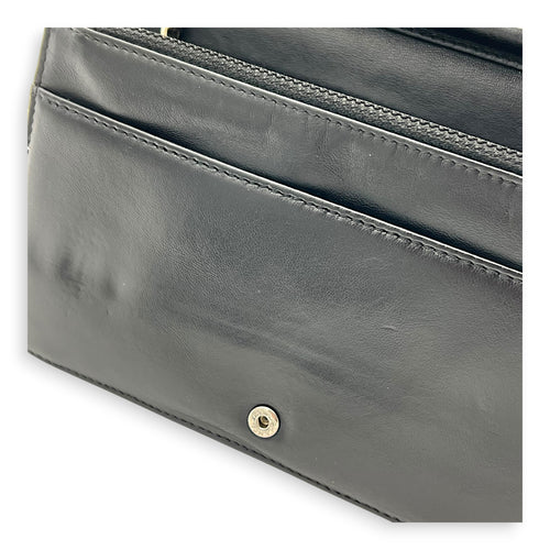 Vintage CC Wallet On Chain Black in Lambskin, Silver hardware