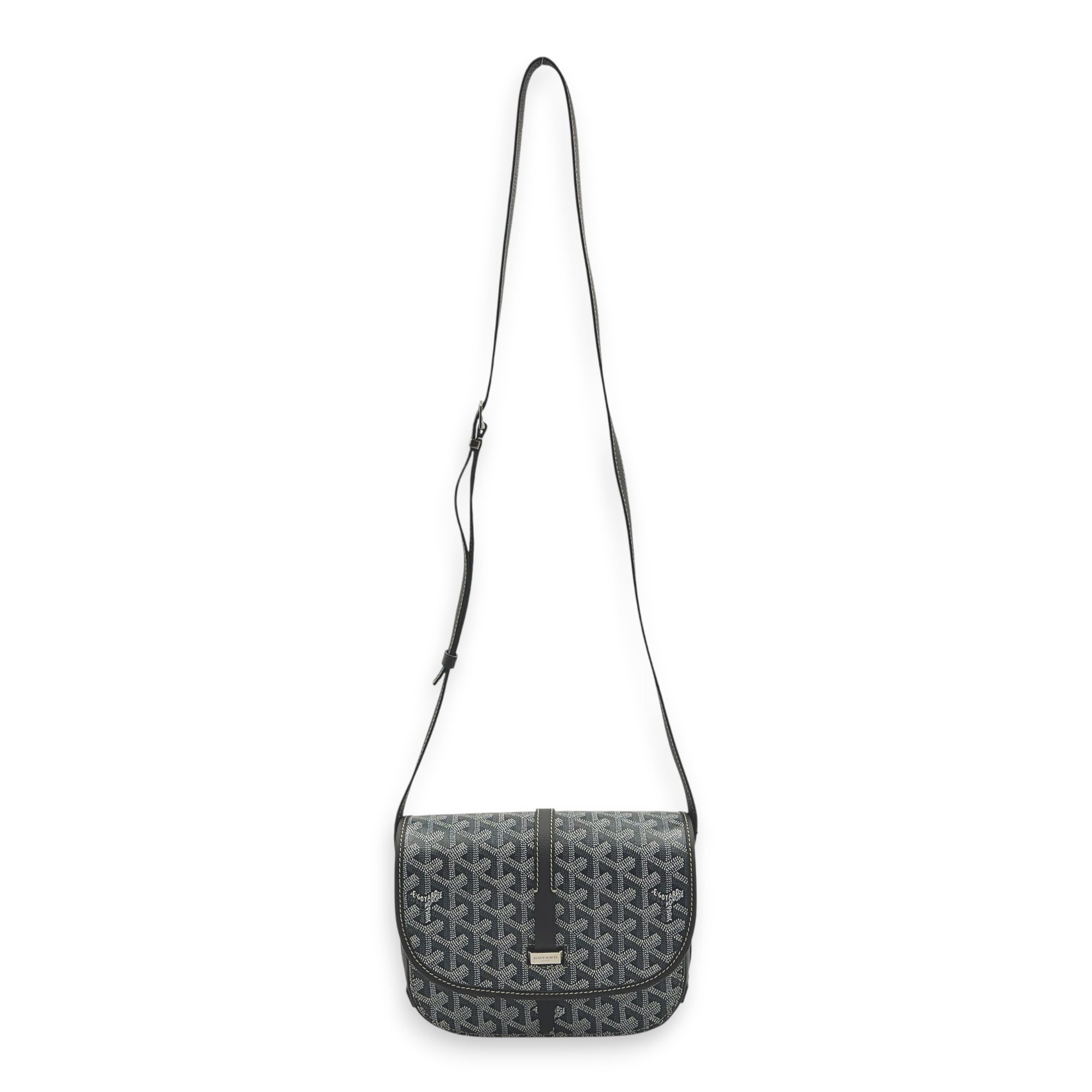 Belvedere Crossbody Bag PM Grey in Coated Canvas, Silver hardware