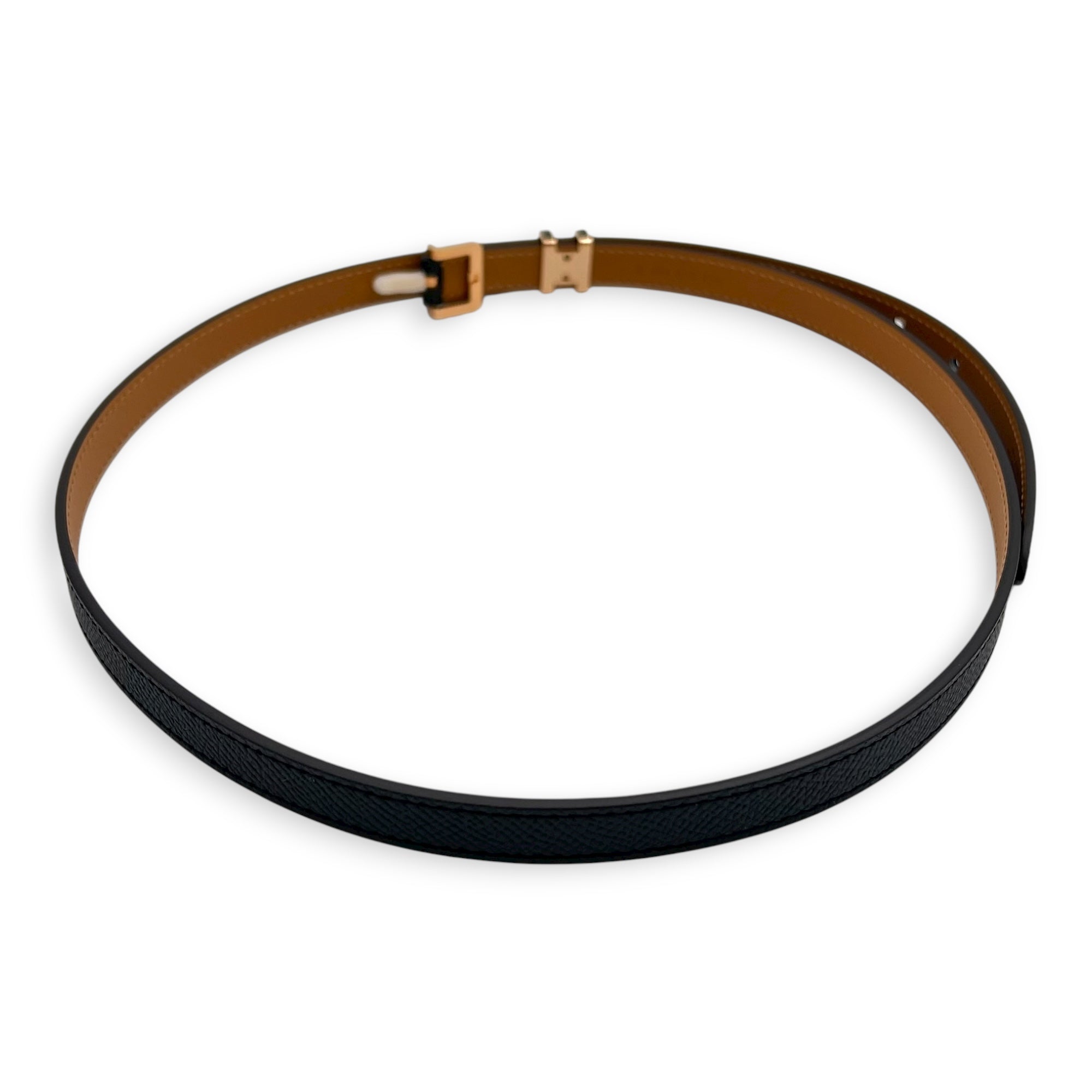 Pop H 85cm Black Belt in Epsom, Rose Gold hardware