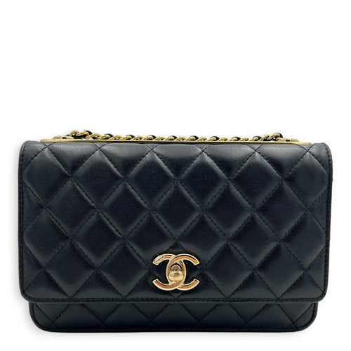 Trendy CC Crossbody Bag Black in Lambskin, Gold hardware