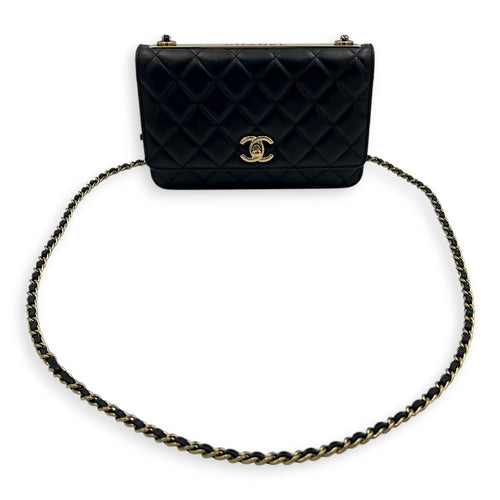 Trendy CC Crossbody Bag Black in Lambskin, Gold hardware
