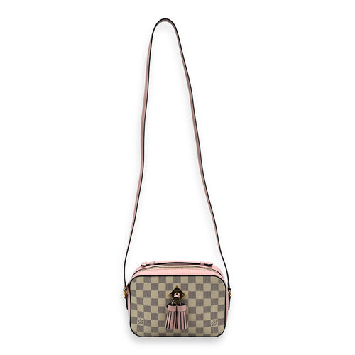 Saintonge Crossbody Bag Azur in Coated Canvas, Gold hardware