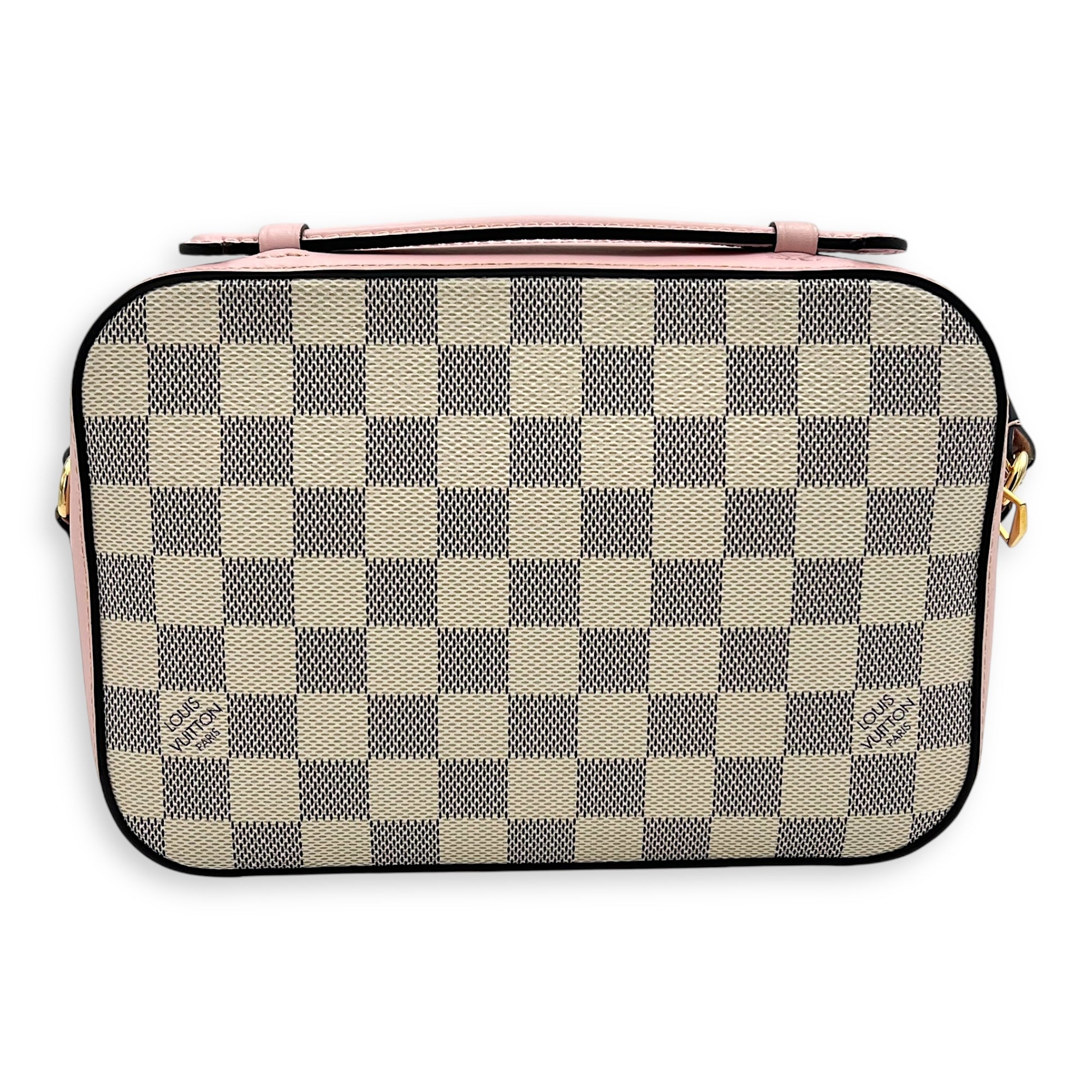 Saintonge Crossbody Bag Azur in Coated Canvas, Gold hardware