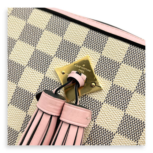 Saintonge Crossbody Bag Azur in Coated Canvas, Gold hardware