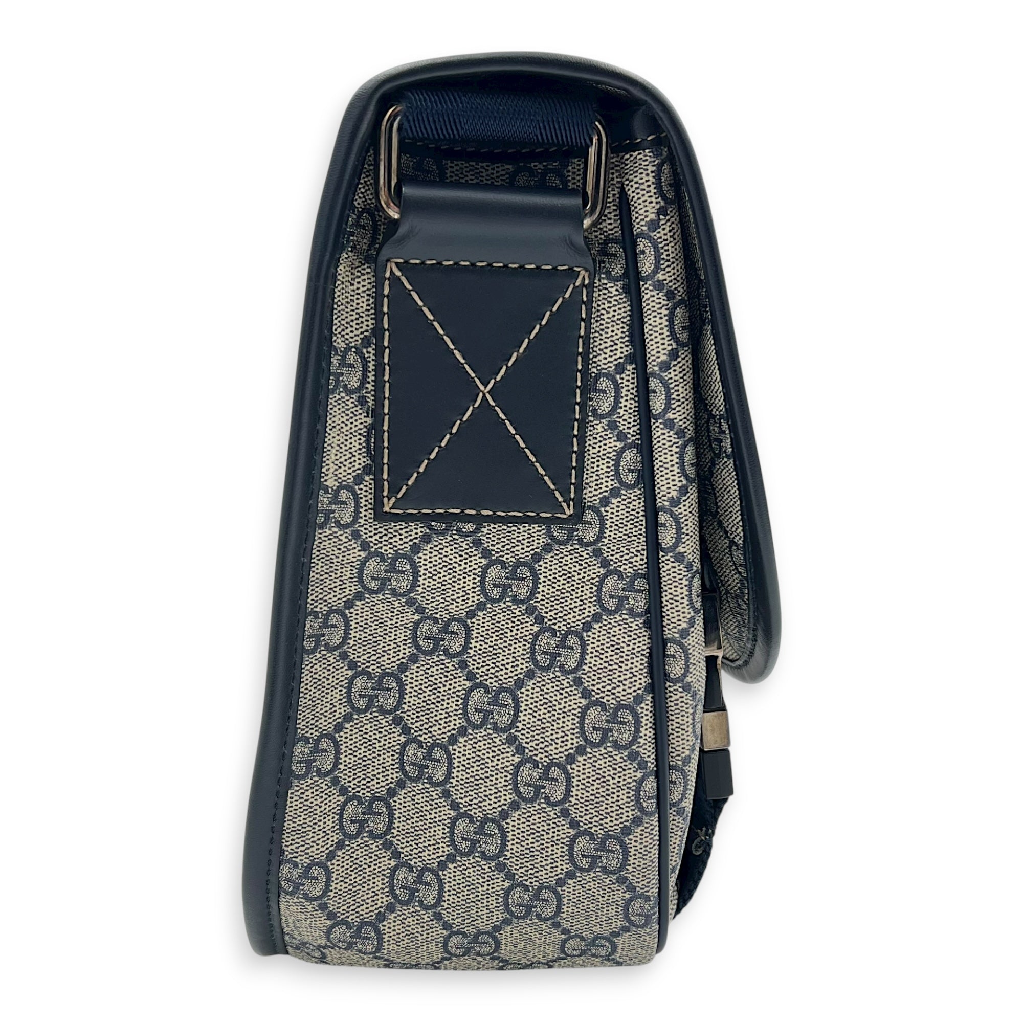 Guccissima Messenger Blue in Coated Canvas, Silver hardware