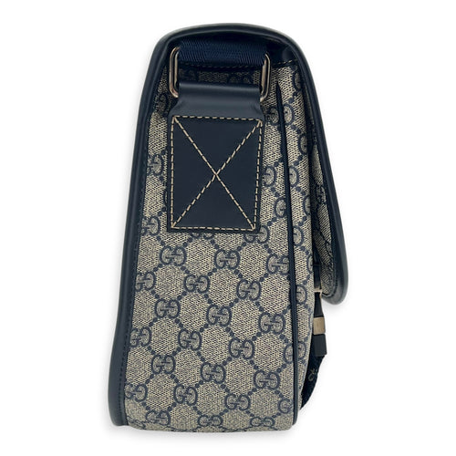 Guccissima Messenger Blue in Coated Canvas, Silver hardware