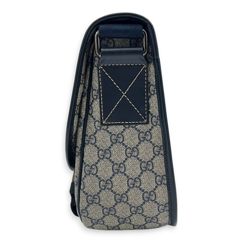 Guccissima Messenger Blue in Coated Canvas, Silver hardware
