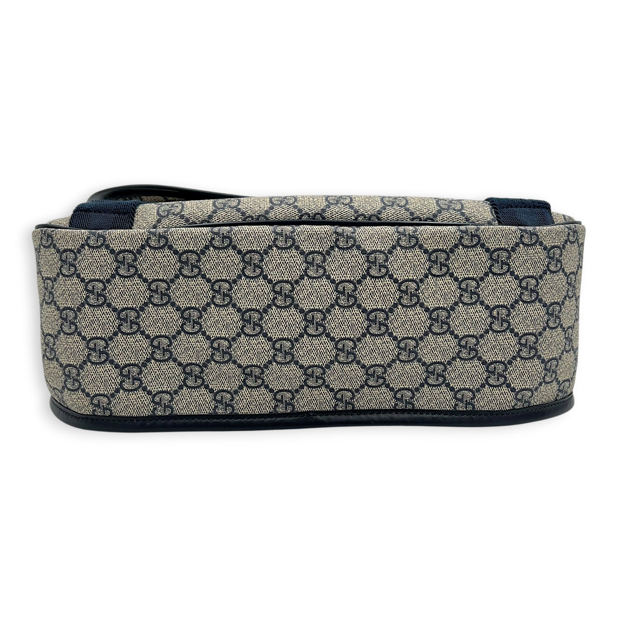 Guccissima Messenger Blue in Coated Canvas, Silver hardware