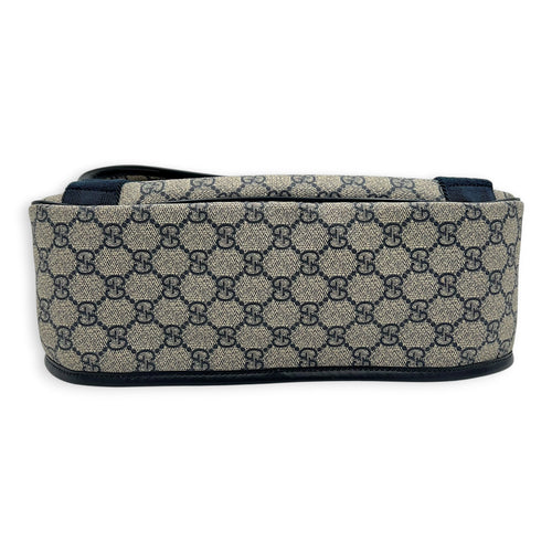 Guccissima Messenger Blue in Coated Canvas, Silver hardware