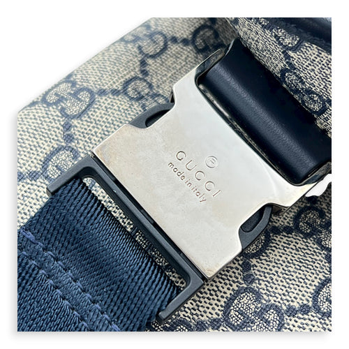 Guccissima Messenger Blue in Coated Canvas, Silver hardware