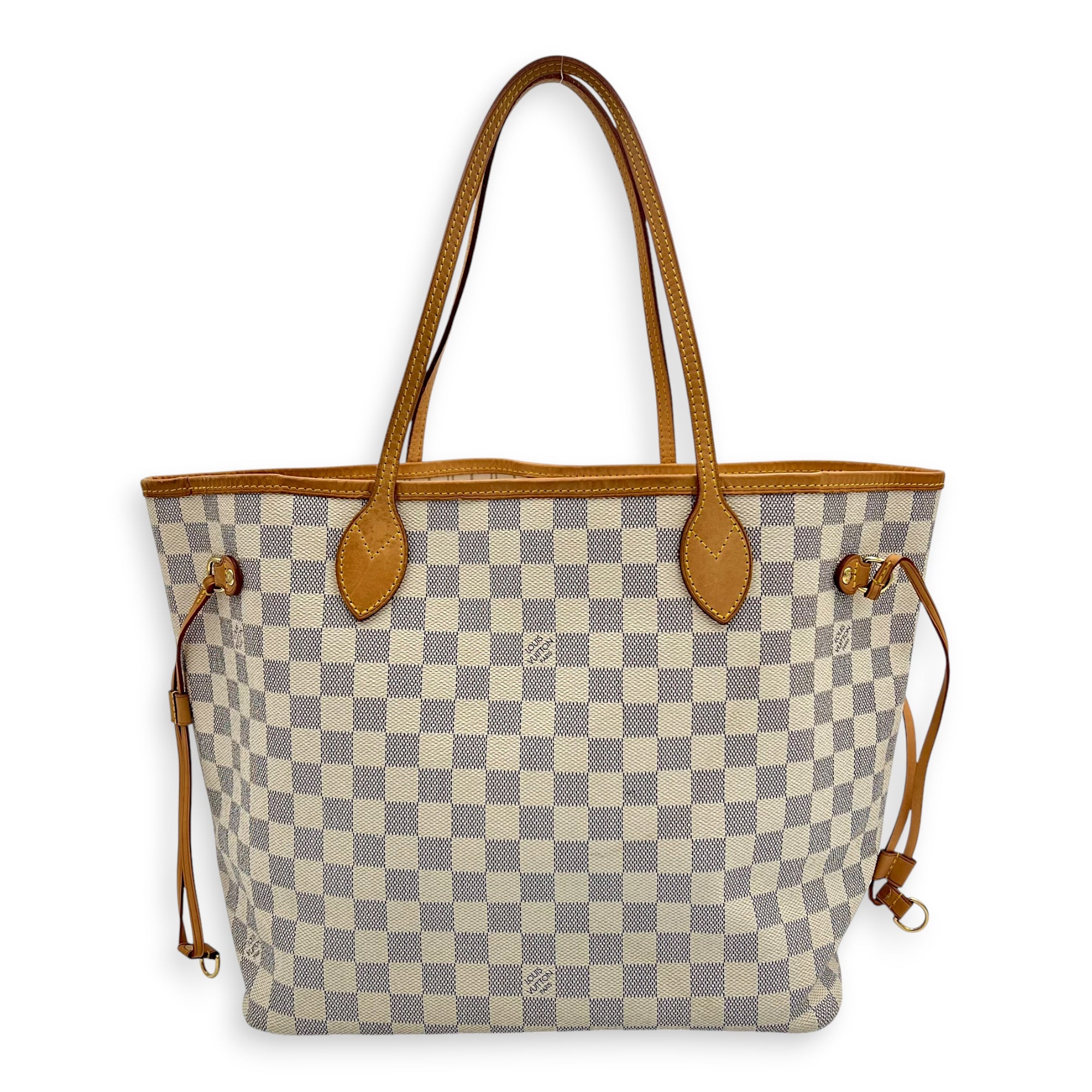 Neverfull Tote Bag MM Azur in Coated Canvas, Gold hardware