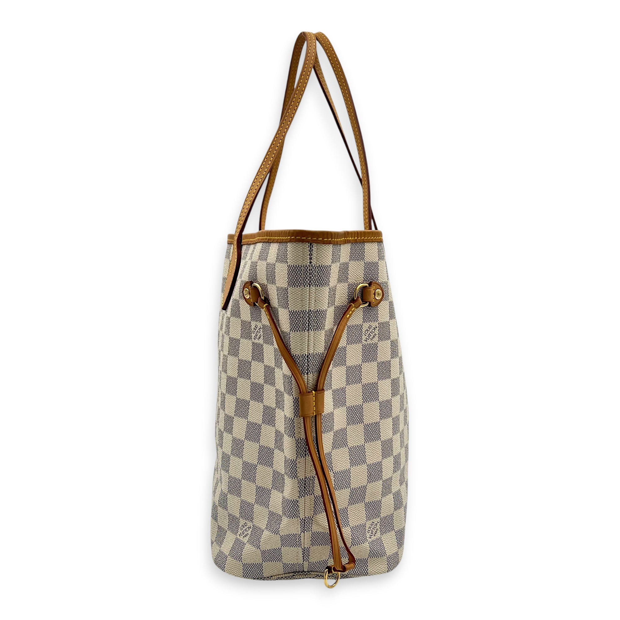 Neverfull Tote Bag MM Azur in Coated Canvas, Gold hardware