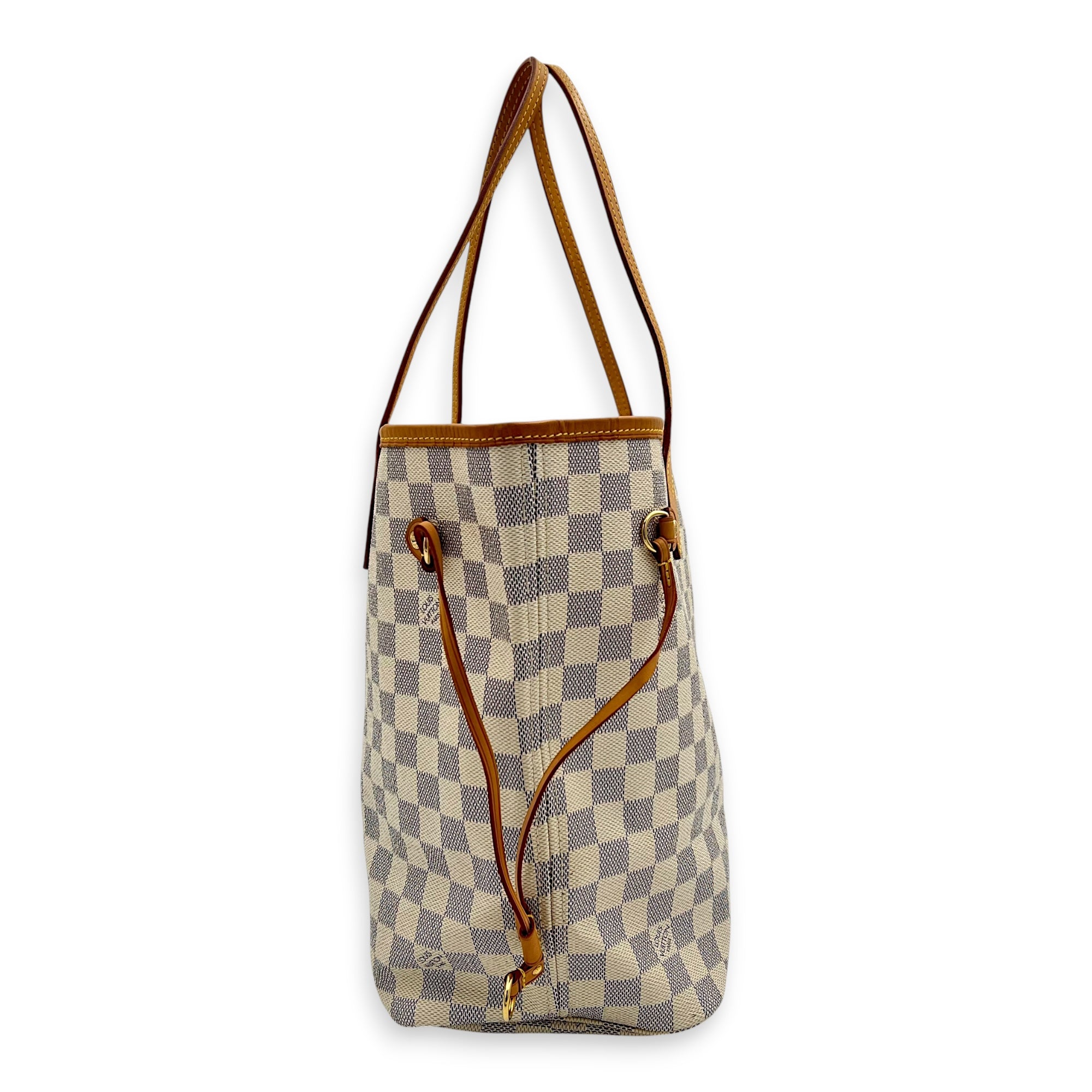 Neverfull Tote Bag MM Azur in Coated Canvas, Gold hardware