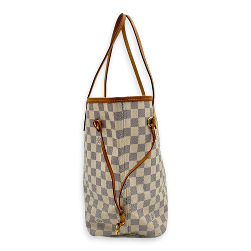 Neverfull Tote Bag MM Azur in Coated Canvas, Gold hardware