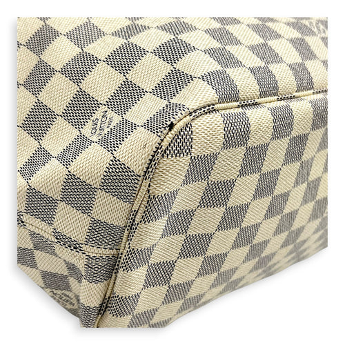 Neverfull Tote Bag MM Azur in Coated Canvas, Gold hardware