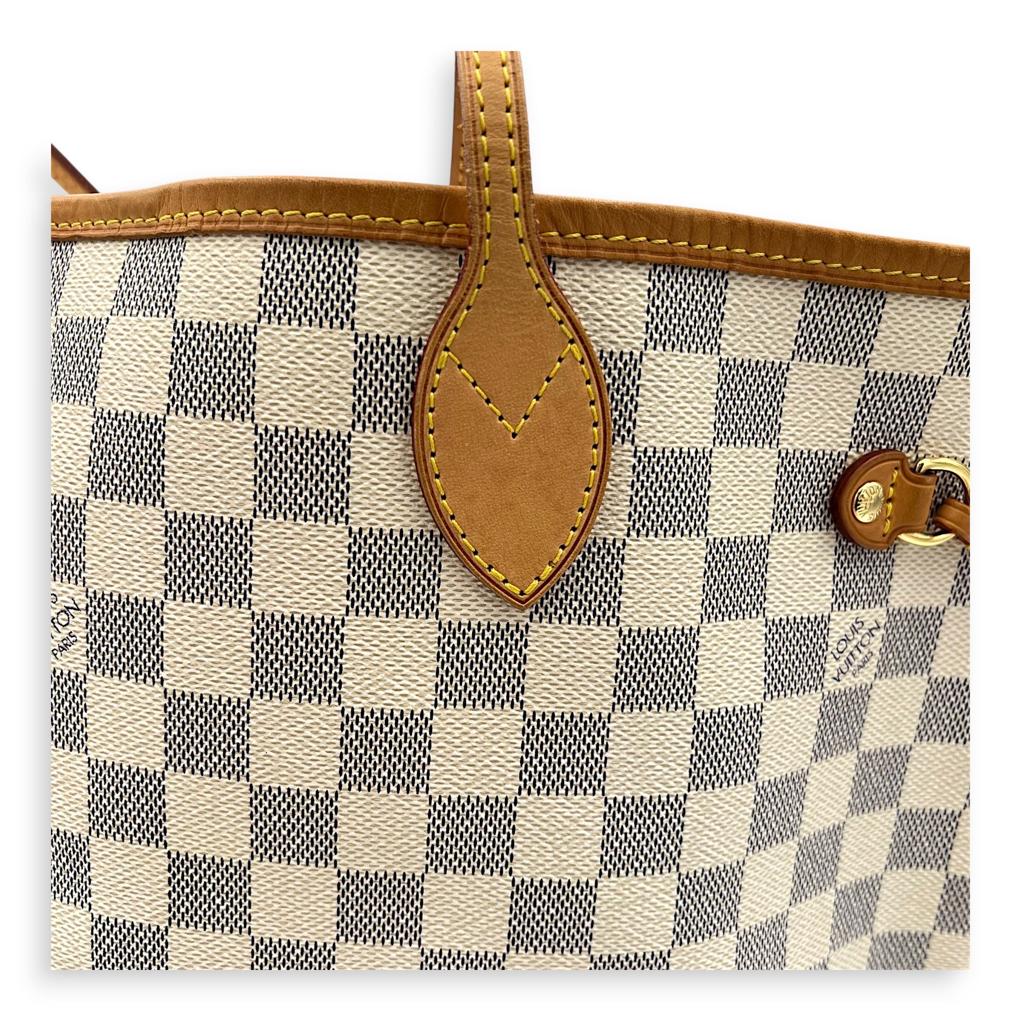 Neverfull Tote Bag MM Azur in Coated Canvas, Gold hardware