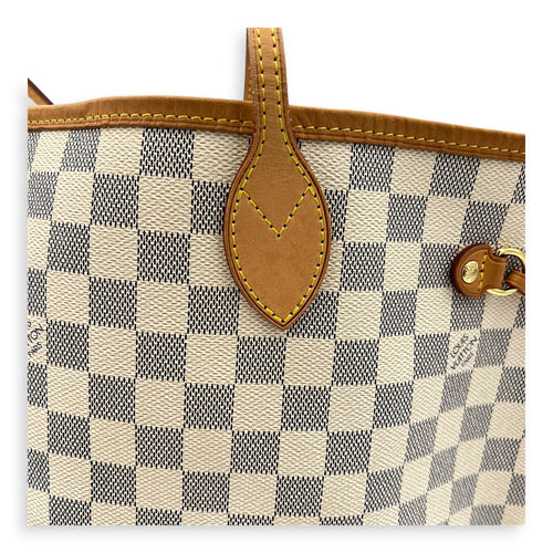 Neverfull Tote Bag MM Azur in Coated Canvas, Gold hardware