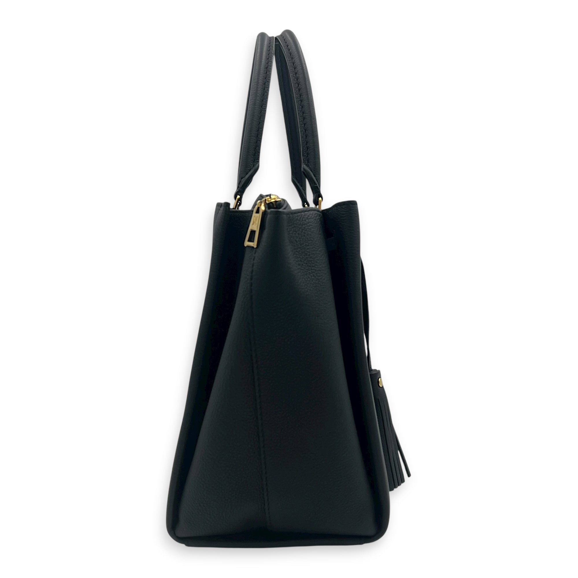 Lock Me Top Handle Bag Black in Calfskin, Gold hardware