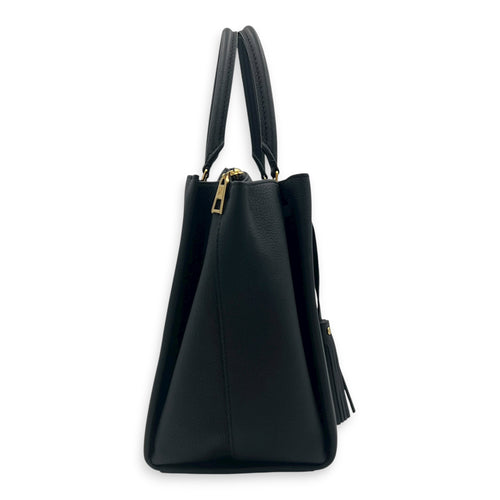 Lock Me Top Handle Bag Black in Calfskin, Gold hardware