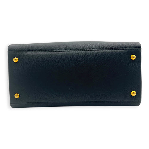 Lock Me Top Handle Bag Black in Calfskin, Gold hardware