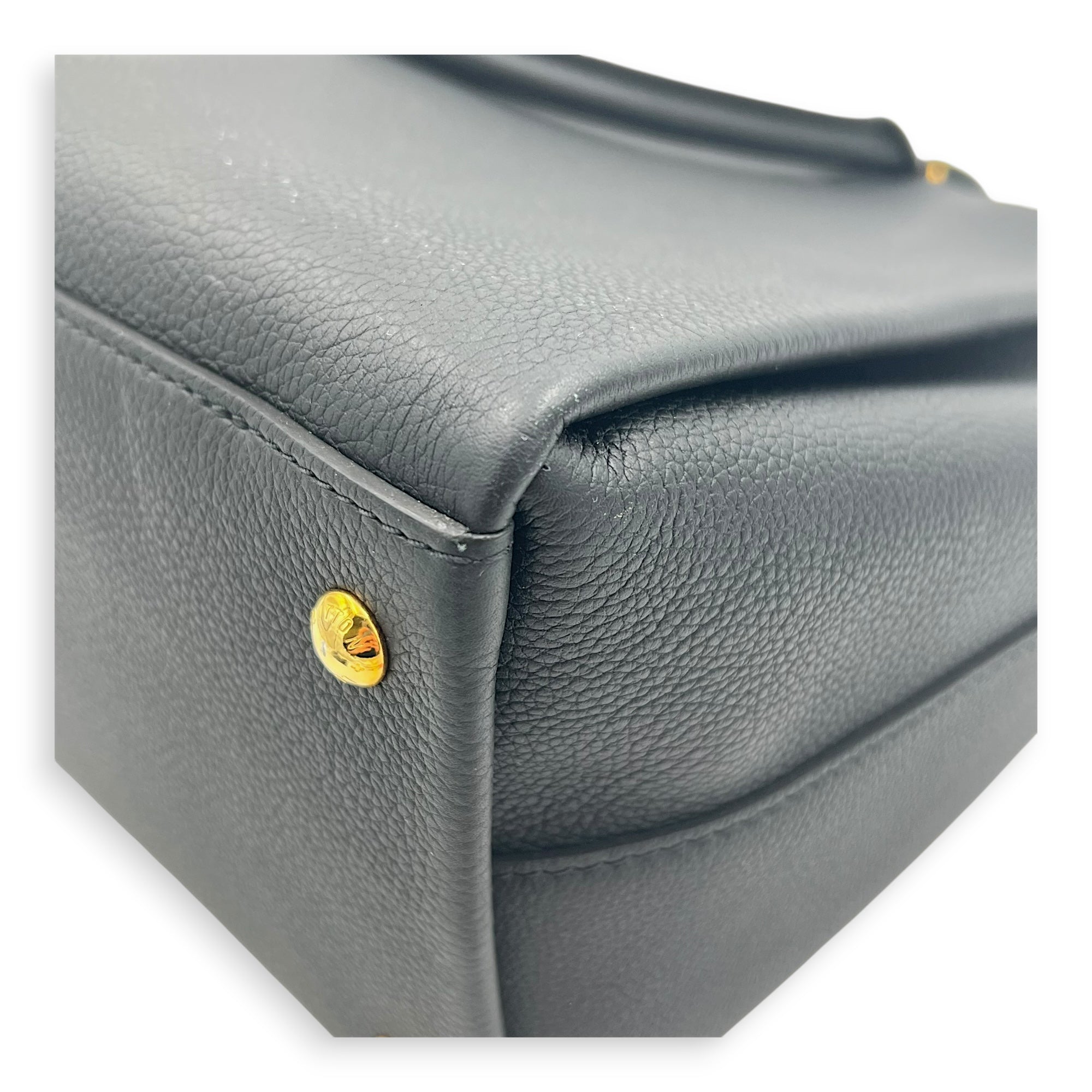 Lock Me Top Handle Bag Black in Calfskin, Gold hardware
