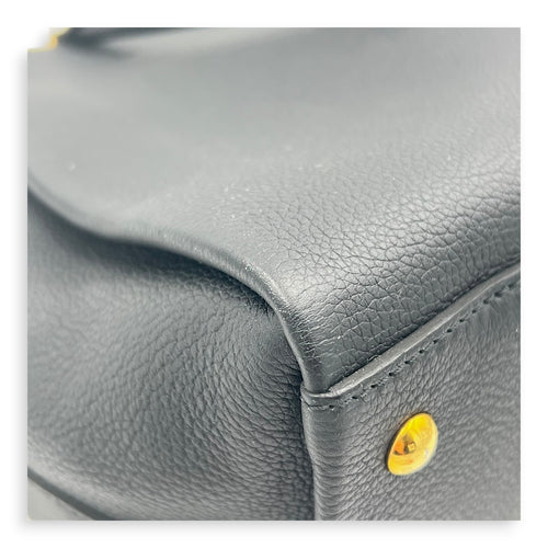 Lock Me Top Handle Bag Black in Calfskin, Gold hardware