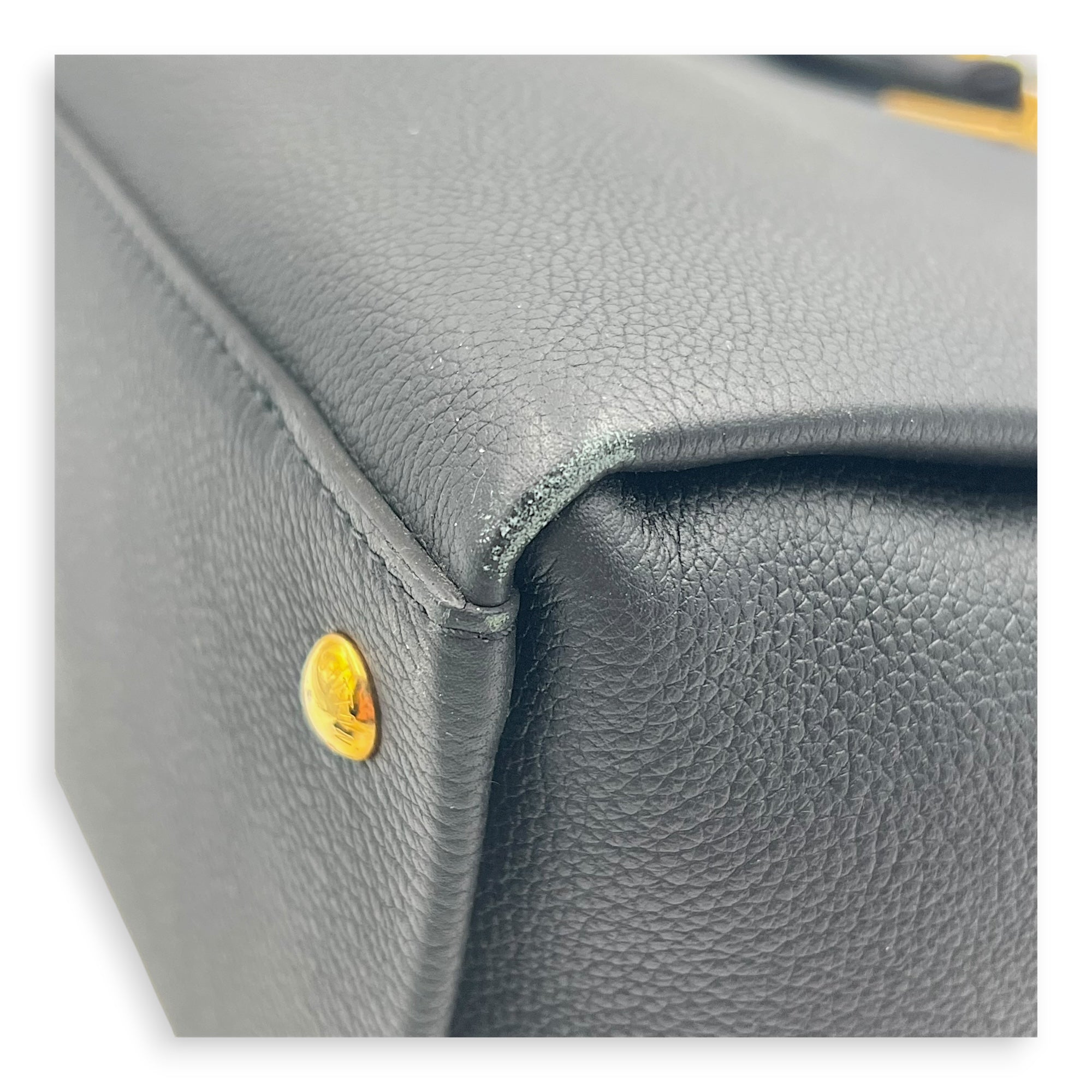 Lock Me Top Handle Bag Black in Calfskin, Gold hardware