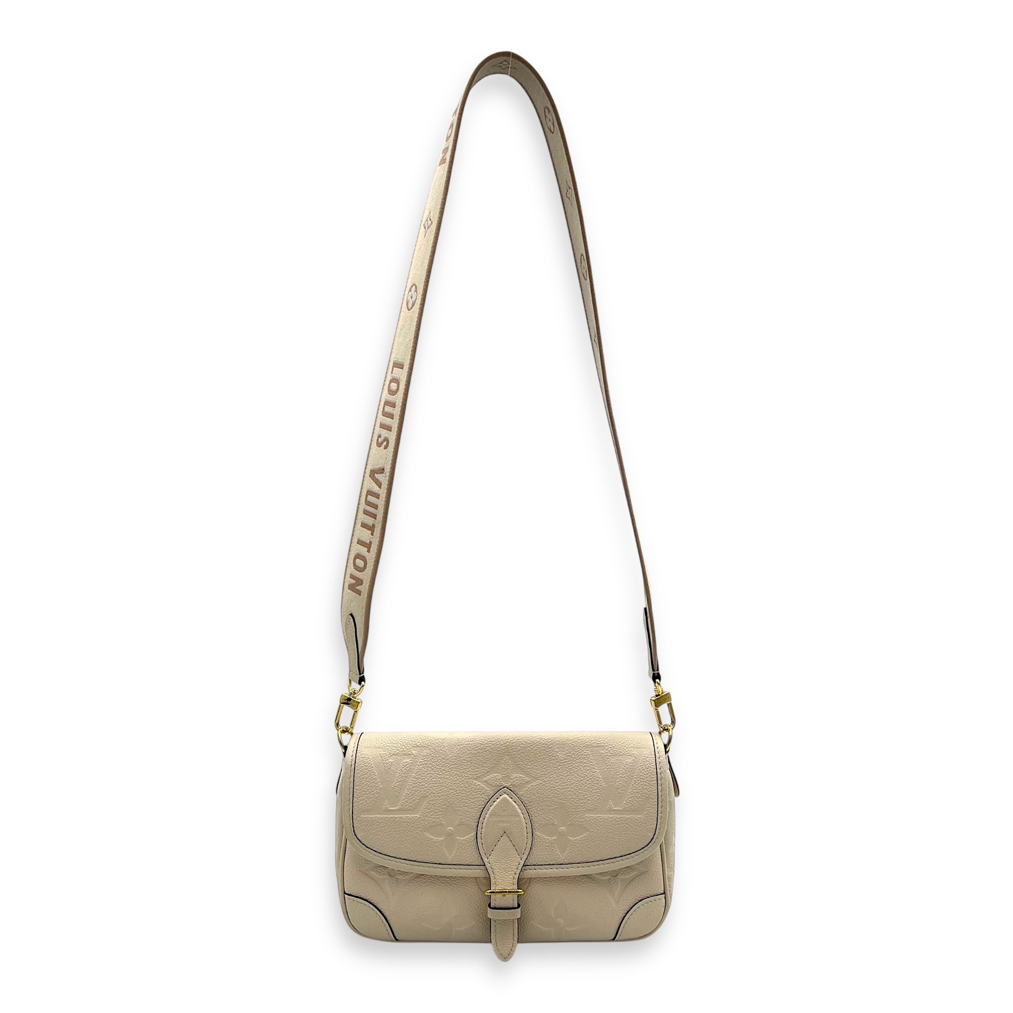 Diane Crossbody Bag Beige in Empreinte Leather, Gold hardware