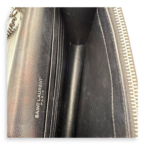 Kate Tassel Black Crossbody Bag in Calfskin, Silver hardware