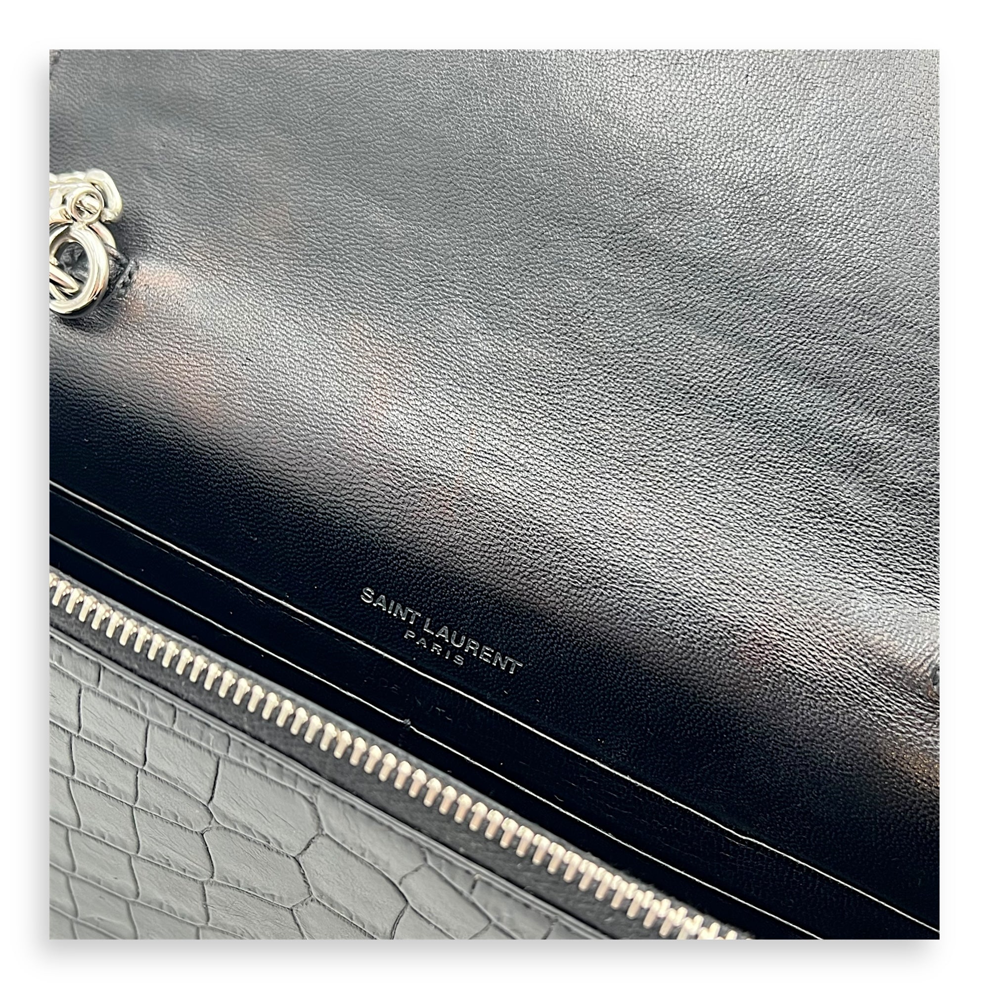 Kate Tassel Black Crossbody Bag in Calfskin, Silver hardware