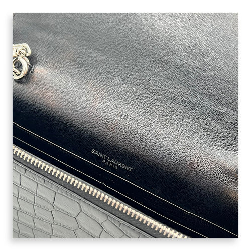 Kate Tassel Black Crossbody Bag in Calfskin, Silver hardware