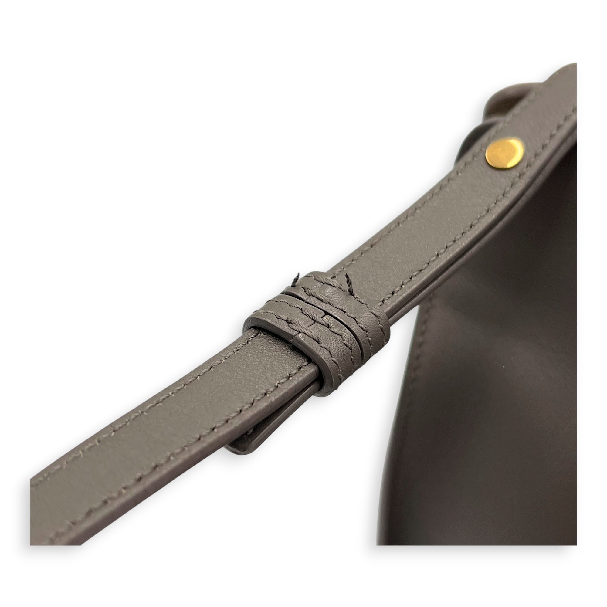 Cabas Top Handle Bag Grey in Calfskin, Gold hardware