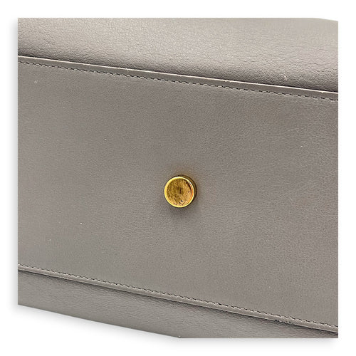 Cabas Top Handle Bag Grey in Calfskin, Gold hardware