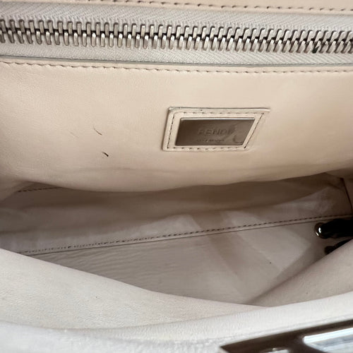 Peekaboo Medium Beige Top Handle Bag in Nappa Leather, Silver hardware