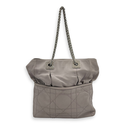 Granville Chain Tote Bag Grey in Lambskin, Silver hardware