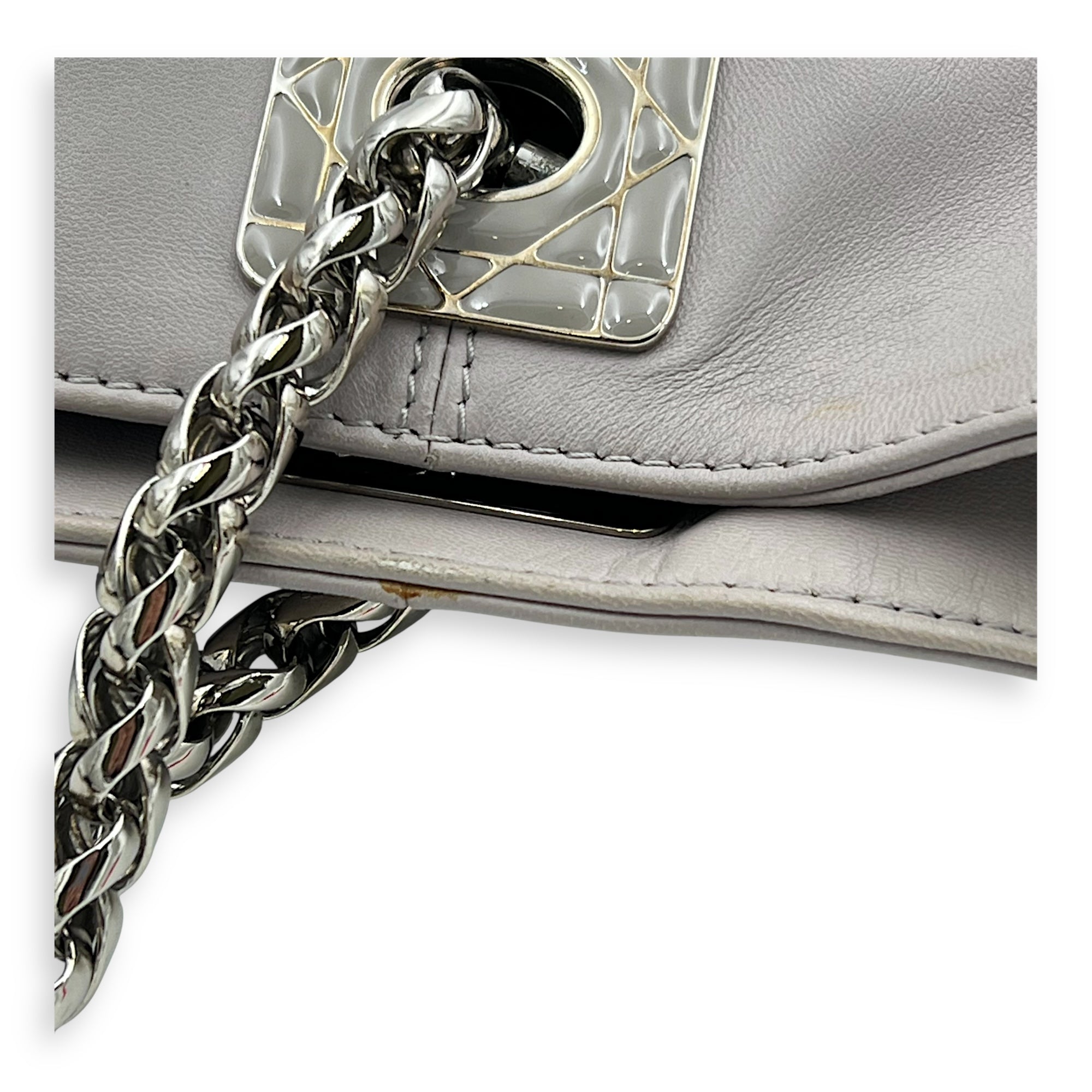 Granville Chain Tote Bag Grey in Lambskin, Silver hardware