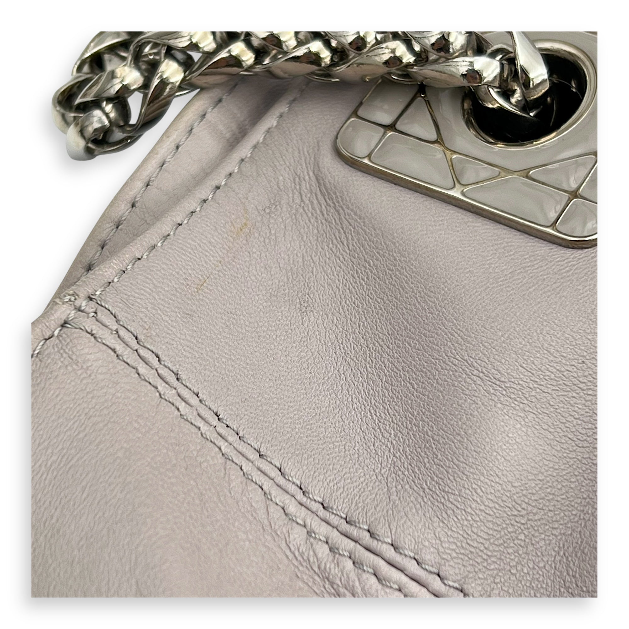 Granville Chain Tote Bag Grey in Lambskin, Silver hardware