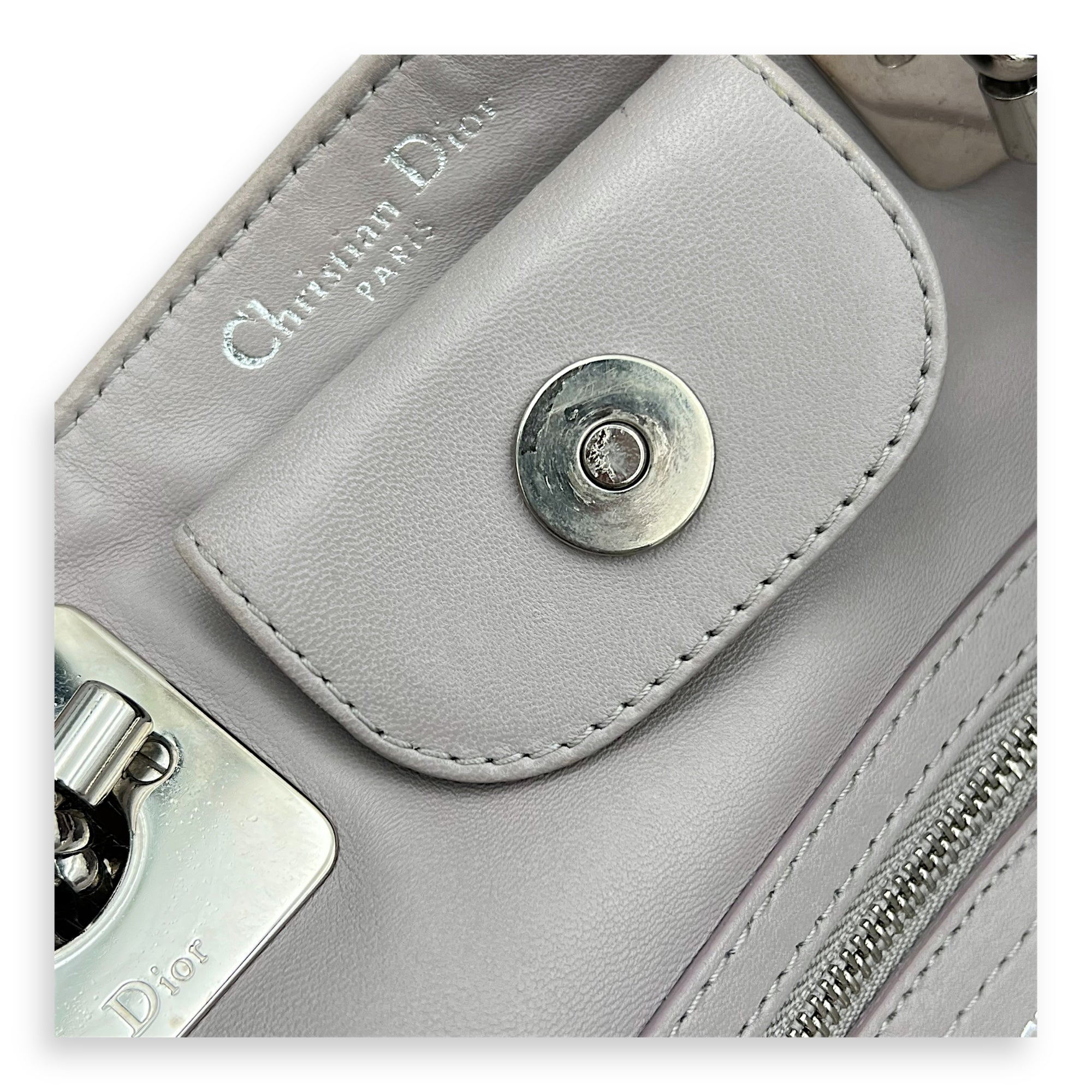 Granville Chain Tote Bag Grey in Lambskin, Silver hardware