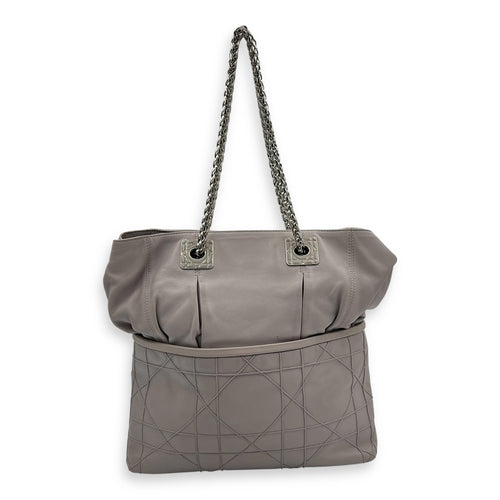 Granville Chain Tote Bag Grey in Lambskin, Silver hardware